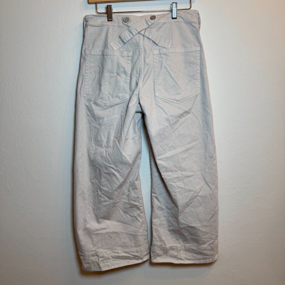 Pilcro Wide Leg Crop Pants‎ Women's 28 Beige Khaki High Rise Casual Cotton Blend - Picture 8 of 8